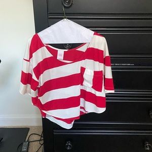 Vguc medium red white stripe Lucy Love crop top